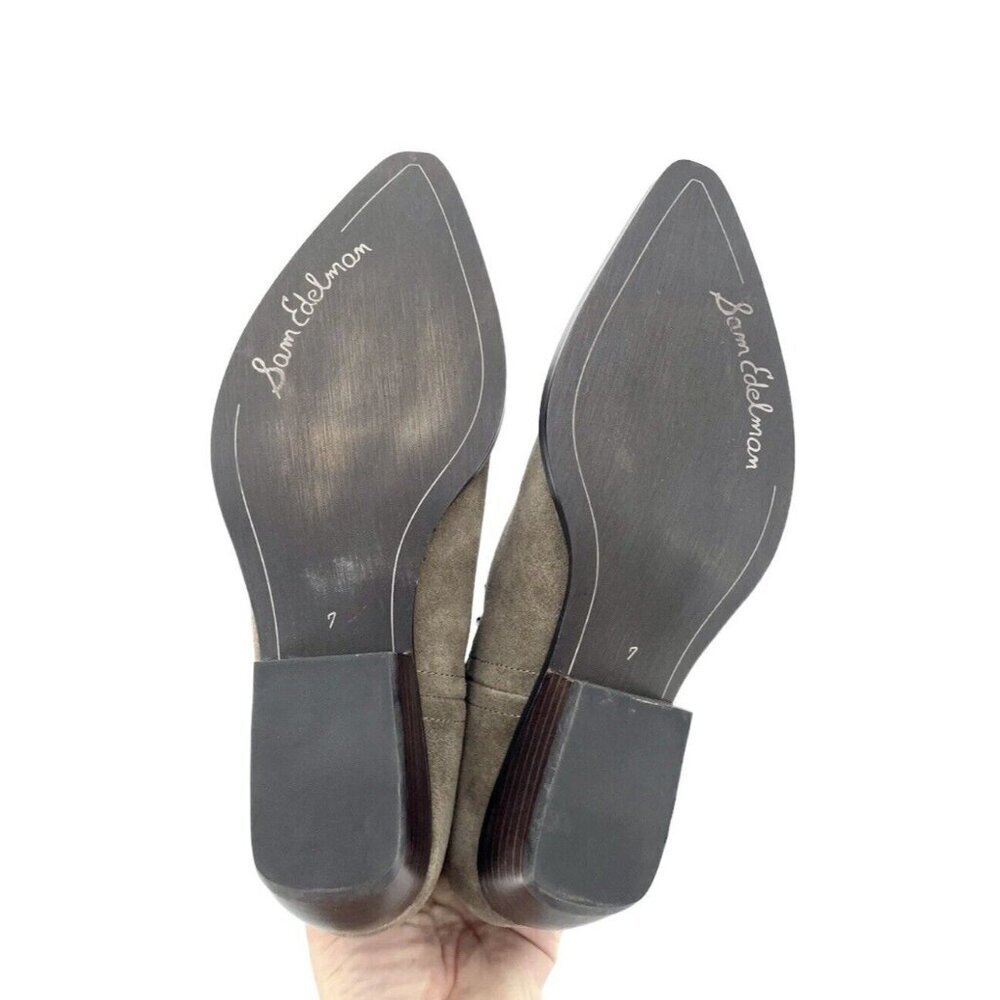 Sam Edelman Avril Bootie Dark Taupe Suede Leather Crystal Studded SZ 7 NEW - Picture 9 of 11